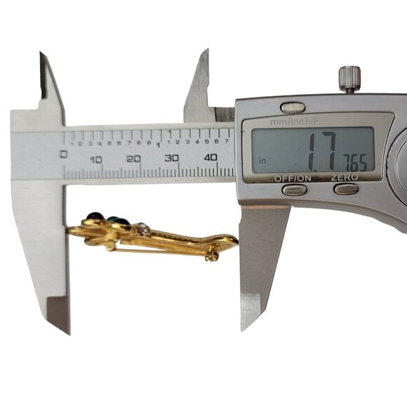 Monet Gold Tone Rhinestone Christmas Stocking Brooch Pin, Signed M749 - Picture 5 of 6